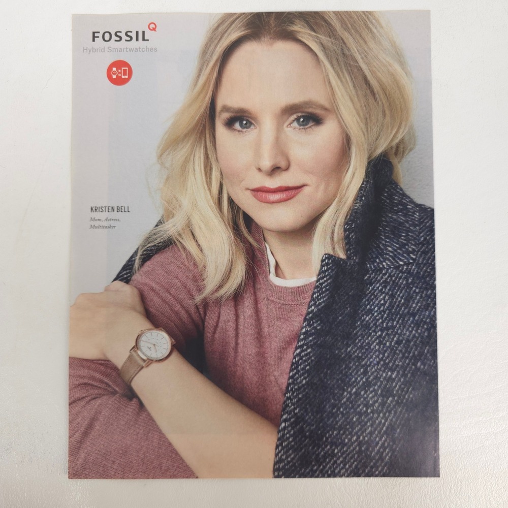 Fossil Q Kristen Bell Print Ad Hybrid Smartwatch 2017 Fashion Collector Wall Art